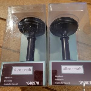 Allen + Roth Matte black curtain hold backs, set if two.